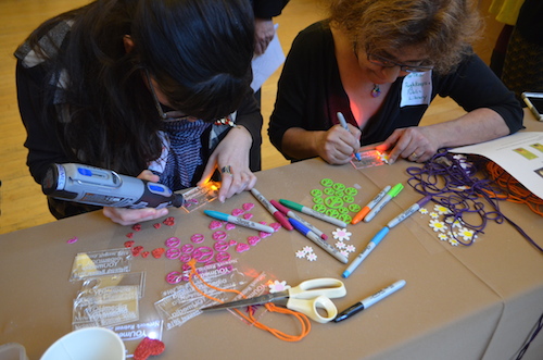 Educators craft at a YOUmedia retreat. Photos/K-Fai Steele