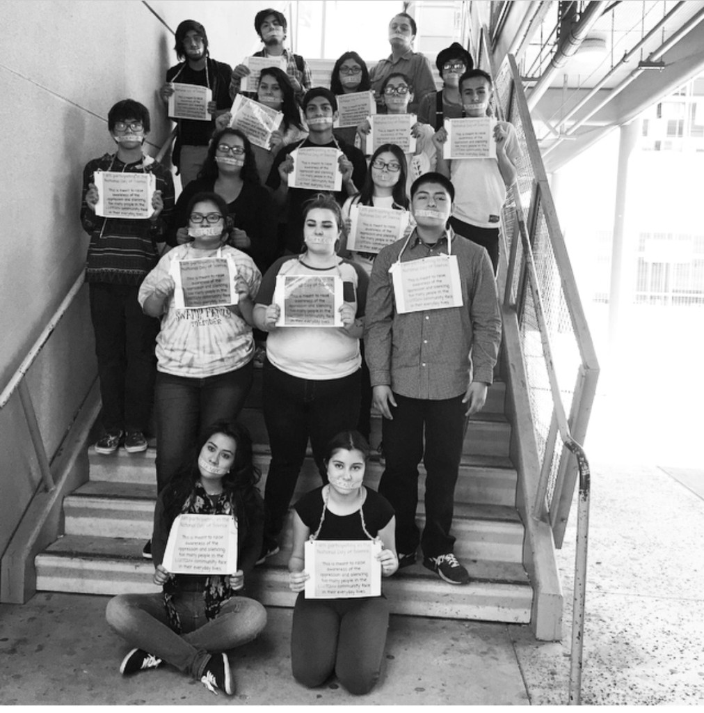Members of the LGBTQIA+ Club at the Humanitas Academy of Art and Technology won an Upstander award for organizing a day of silence for those whose voices have been silenced by homophobia.